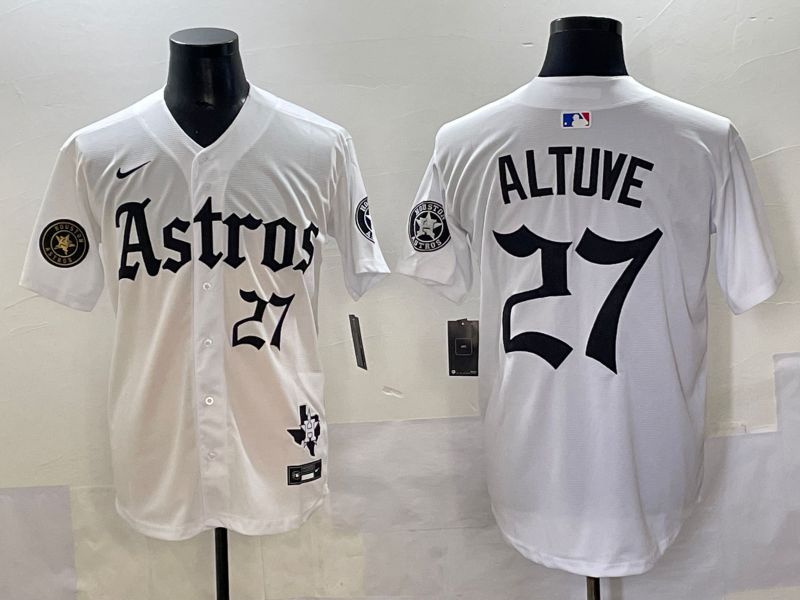 Men 2025 Houston Astros #27 Altuve White Five generations Joint Name Nike MLB Jersey style 12->houston astros->MLB Jersey
